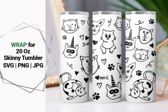 20oz Tumbler with Cute Cats Wrap