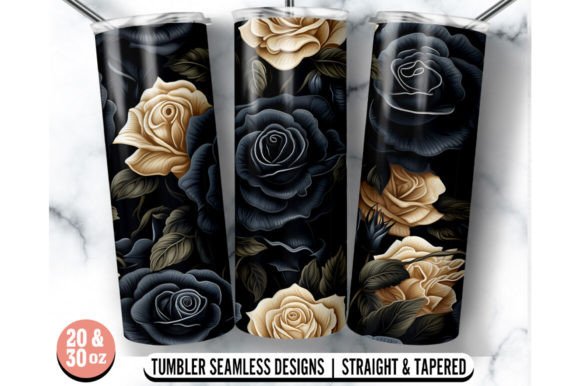 Black White Rose Skinny Tumbler Wrap