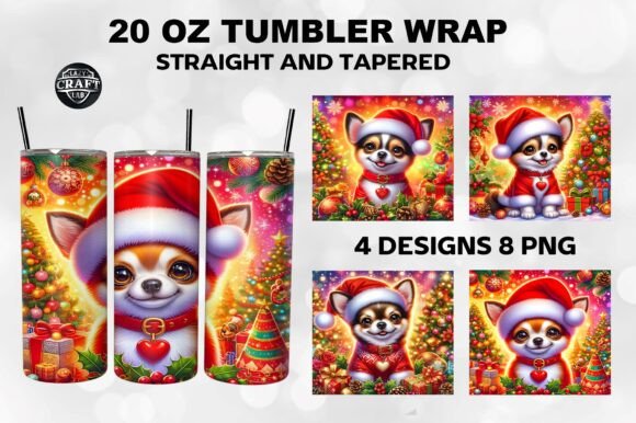 Christmas Chihuahua Tumbler Wrap 20oz