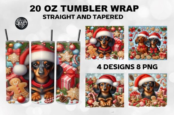 Christmas Dachshund Tumbler Wrap 20oz