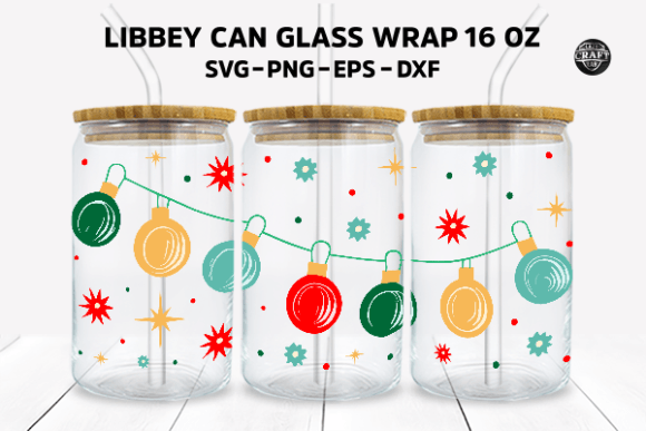 Christmas Lights Libbey Can Glass SVG