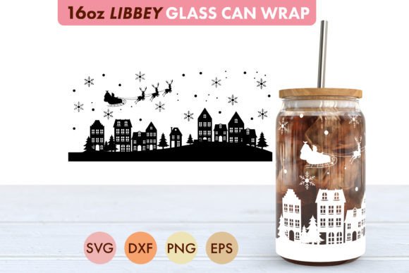 Christmas Scenery SVG 16 Oz Libbey Glass