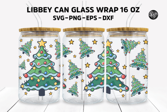 Christmas Tree Can Glass Wrap Libbey SVG