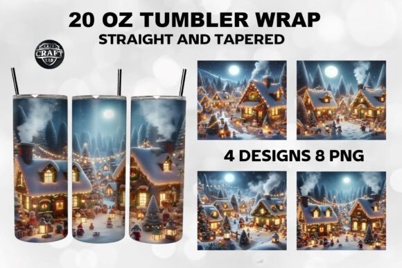Christmas Village Tumbler Wrap 20oz PNG