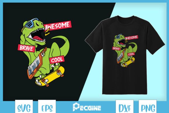 Cool Skateboarding Dino SVG