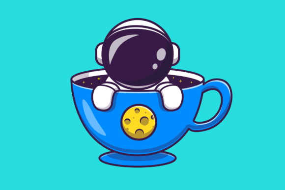 Cute Astronaut in Cup Cartoon