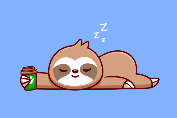 Cute Sloth with Coffee Cup Cartoon