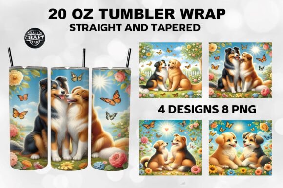 Dog Skinny Tumbler Wrap Sublimation PNG