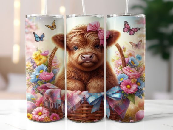 Easter Highland Cow 20oz Tumbler Wrap