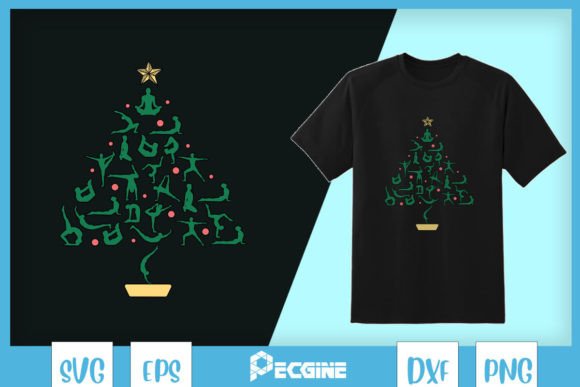 Festive Christmas Tree Yoga SVG