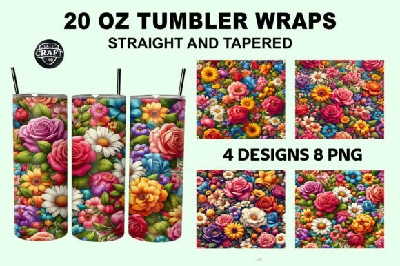 Floral Tumbler Wrap 20oz Skinny PNG