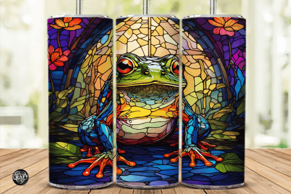 Frog Stained Glass Tumbler Wrap 20oz PNG