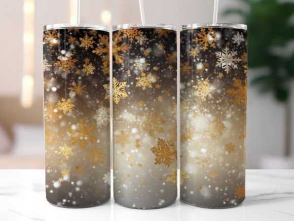Gold Christmas Snowflakes Tumbler Wrap