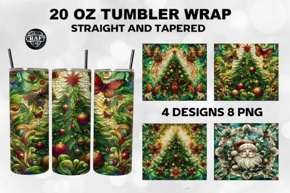 Green Stained Glass Christmas Tumbler