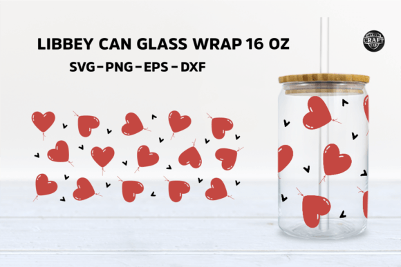 Heart Balloons Valentine Libbey Can SVG