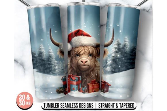 Highland Cow Christmas Tumbler Wrap