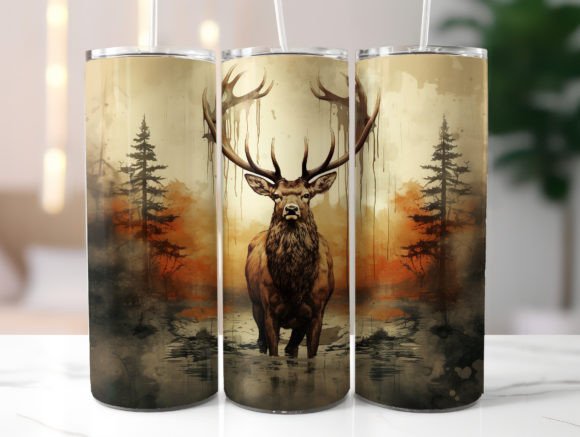 Hunting Deer Elk Tumbler Wrap PNG