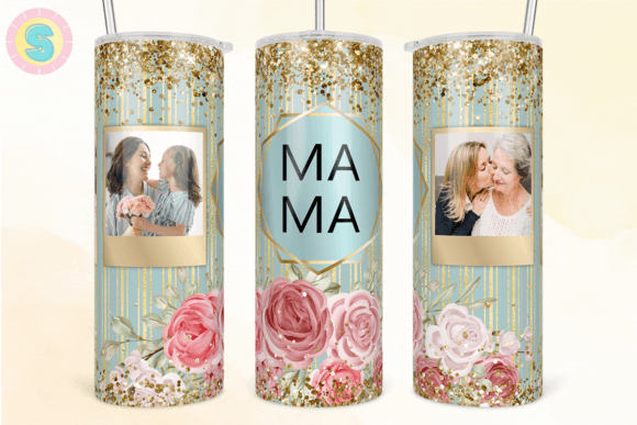 Mama Floral Photo Frame Tumbler Wrap