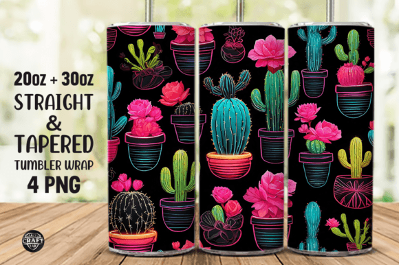 Neon Cactus Tumbler Wrap 20oz Sublimation