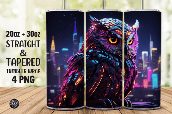 Neon Owl Sublimation Tumbler Wrap 20oz