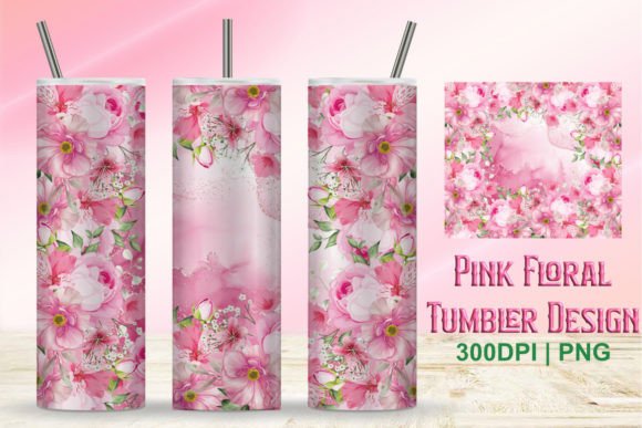 Pink Floral Tumbler Design