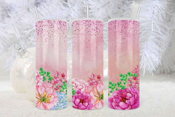 Pink Flower Water Color Tumbler Wrap