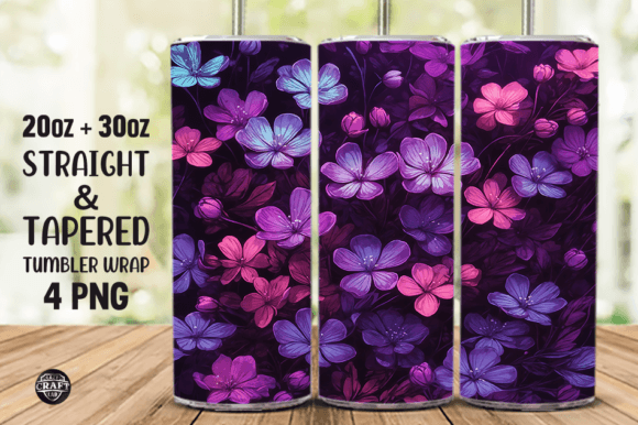 Purple Flowers Tumbler Wrap 20oz Skinny