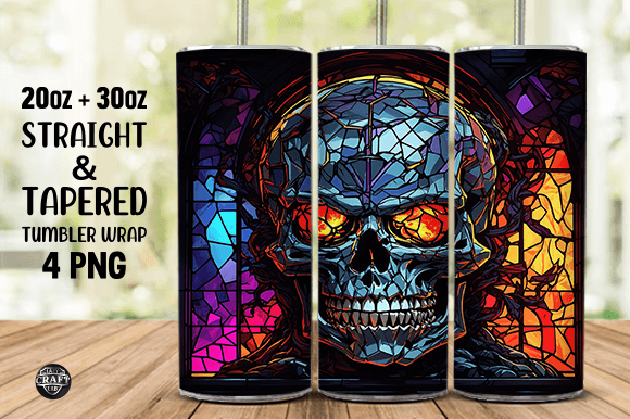 Skull-Stained Glass Tumbler Sublimation