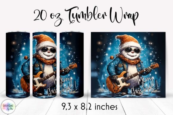 Snowman Rockstar Tumbler Wrap Design