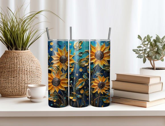 Sparkling Sunflowers Tumbler Design Wrap