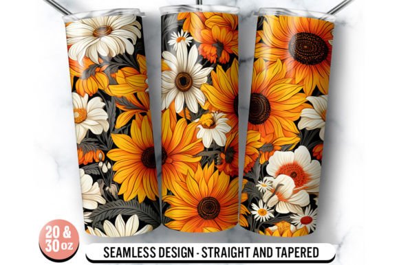 Sunflower 20oz 30oz Skinny Tumbler Wrap