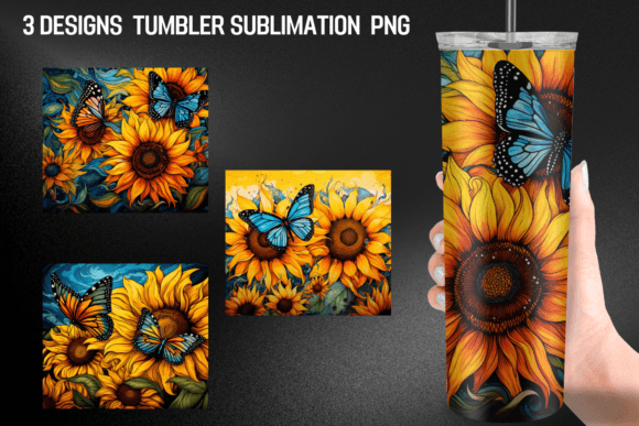 Sunflower Tumbler Wrap Sublimation Desig