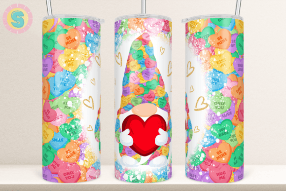 Valentines Gnome Hearts Tumbler Wrap