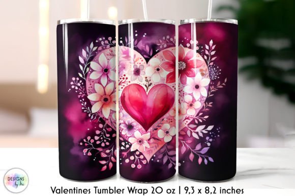Valentines Heart with Flowers Tumbler