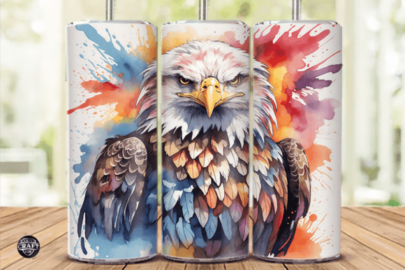 Watercolor Eagle Tumbler Wrap 20oz PNG